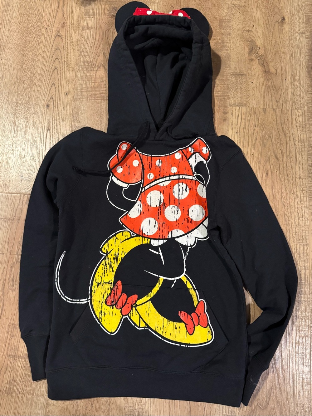 Disney Parks Minnie Mouse Hoodie Black Red Polka Dot Ears Women’s S